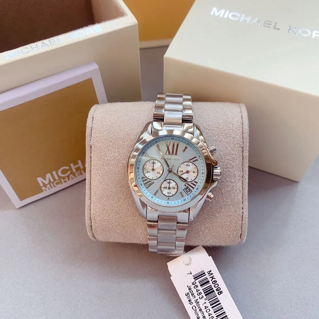 Michael Kors Bradshaw Chronograph Blue Dial Silver Steel Strap Watch For Women - MK6098 Buy Now By Michael Kors