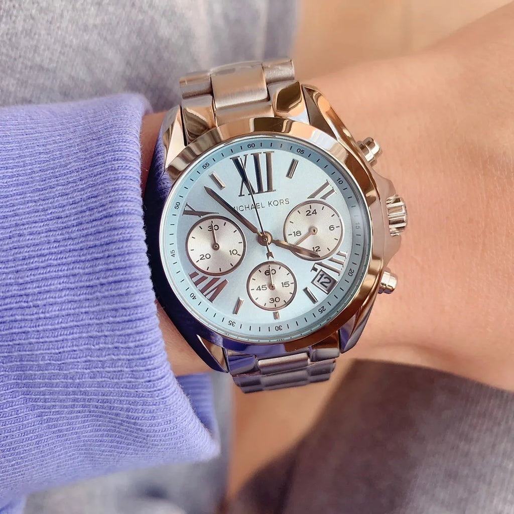 Michael Kors Bradshaw Chronograph Blue Dial Silver Steel Strap Watch For Women - MK6098 Buy Now By Michael Kors