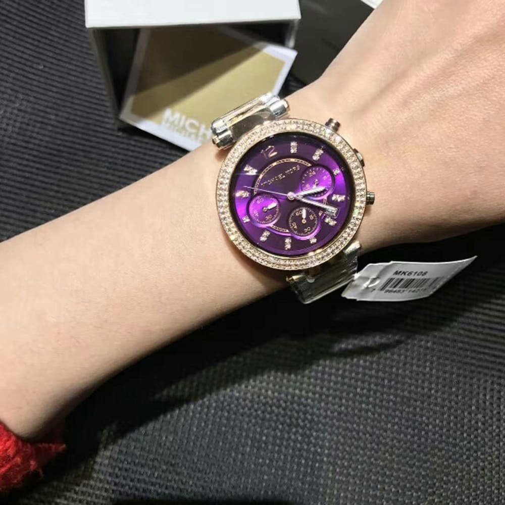 Michael Kors Parker Chronograph Purple Dial Two Tone Steel Strap Watch For Women - MK6108 Buy Now By Michael Kors