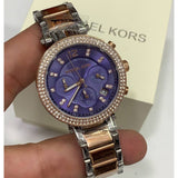 Michael Kors Parker Chronograph Purple Dial Two Tone Steel Strap Watch For Women - MK6108 Buy Now By Michael Kors