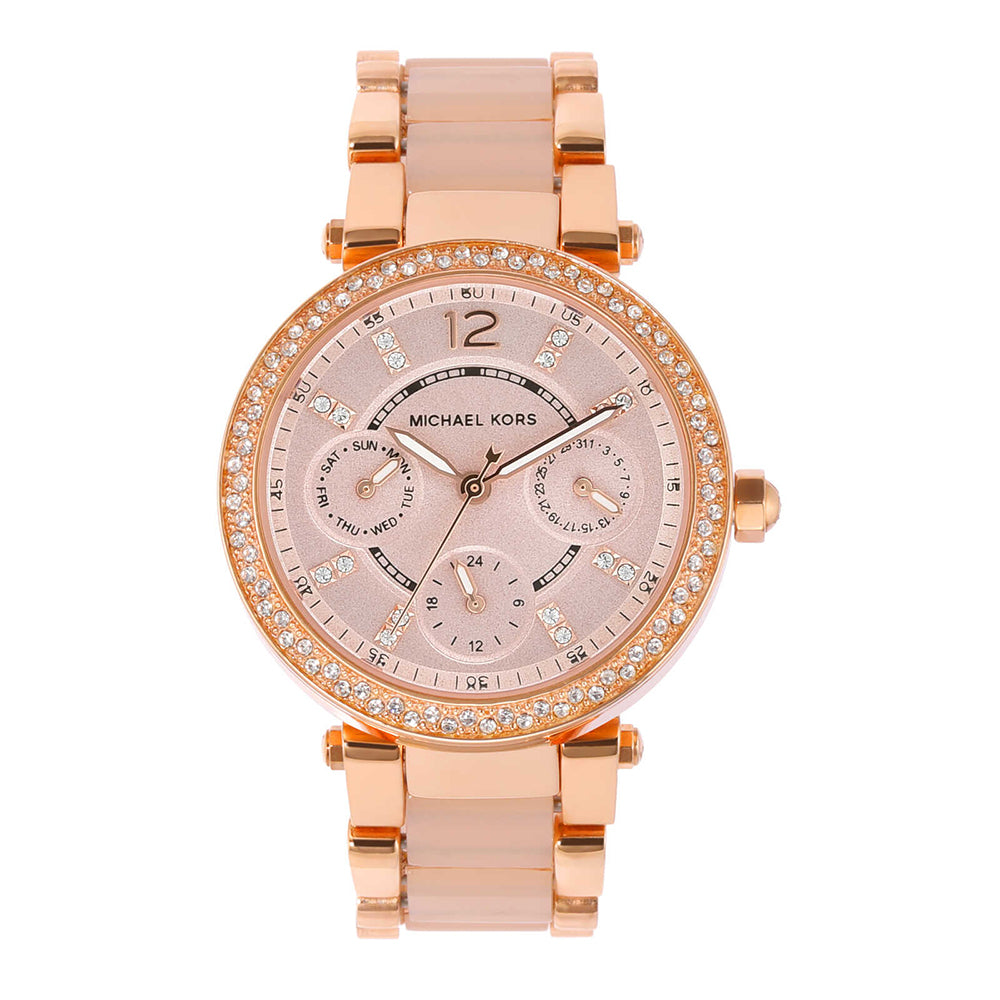 Michael Kors Parker Pink Dial Two Tone Steel Strap Watch for Women - MK6110 Buy Now By Michael Kors