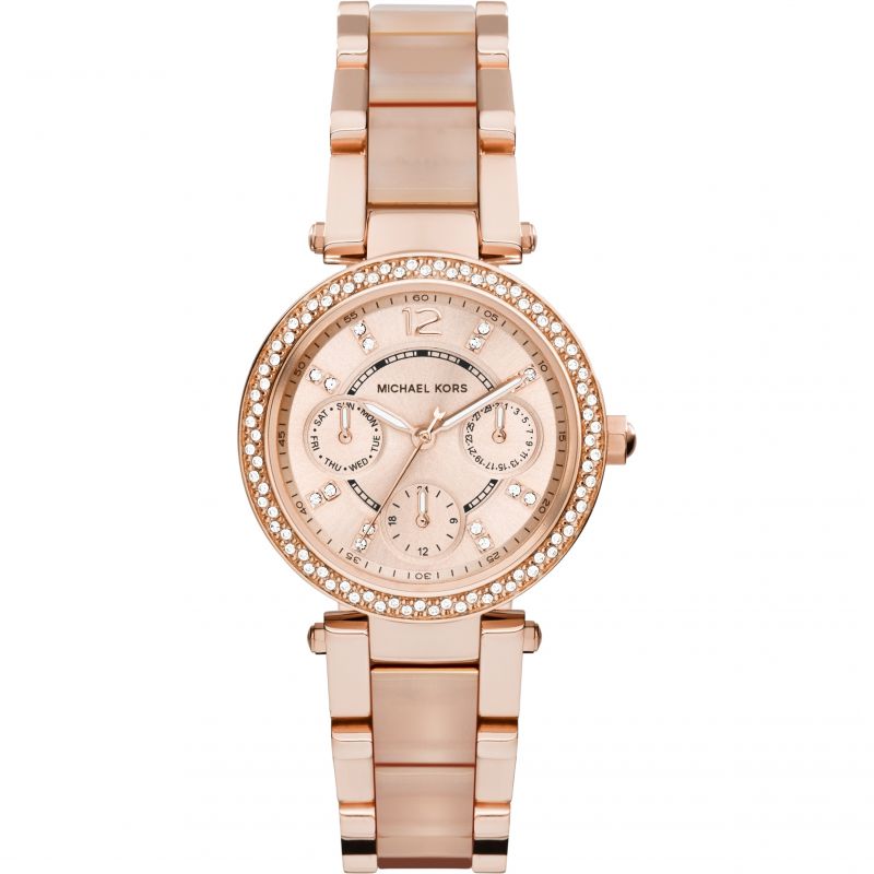 Michael Kors Parker Pink Dial Two Tone Steel Strap Watch for Women - MK6110 Buy Now By Michael Kors