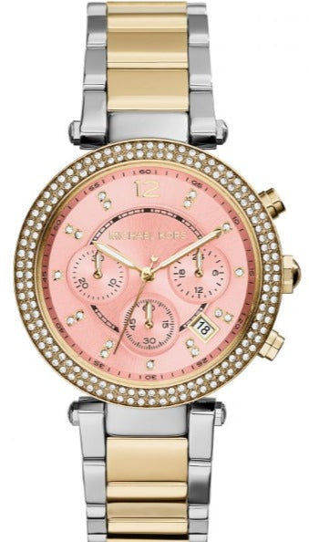 Michael Kors Parker Pink Dial Two Tone Steel Strap Watch for Women - MK6140 Buy Now By Michael Kors