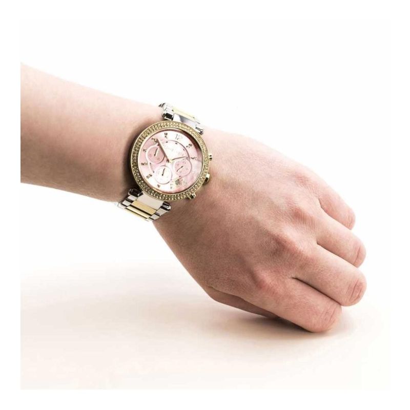 Michael Kors Parker Pink Dial Two Tone Steel Strap Watch for Women - MK6140 Buy Now By Michael Kors