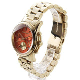 Michael Kors Runway Chronograph Orange Dial Gold Steep Strap Watch For Women - MK6162 Buy Now By Michael Kors