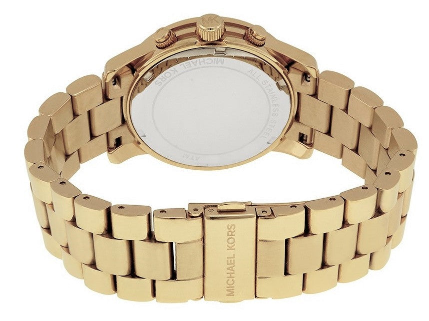 Michael Kors Runway Chronograph Orange Dial Gold Steep Strap Watch For Women - MK6162 Buy Now By Michael Kors