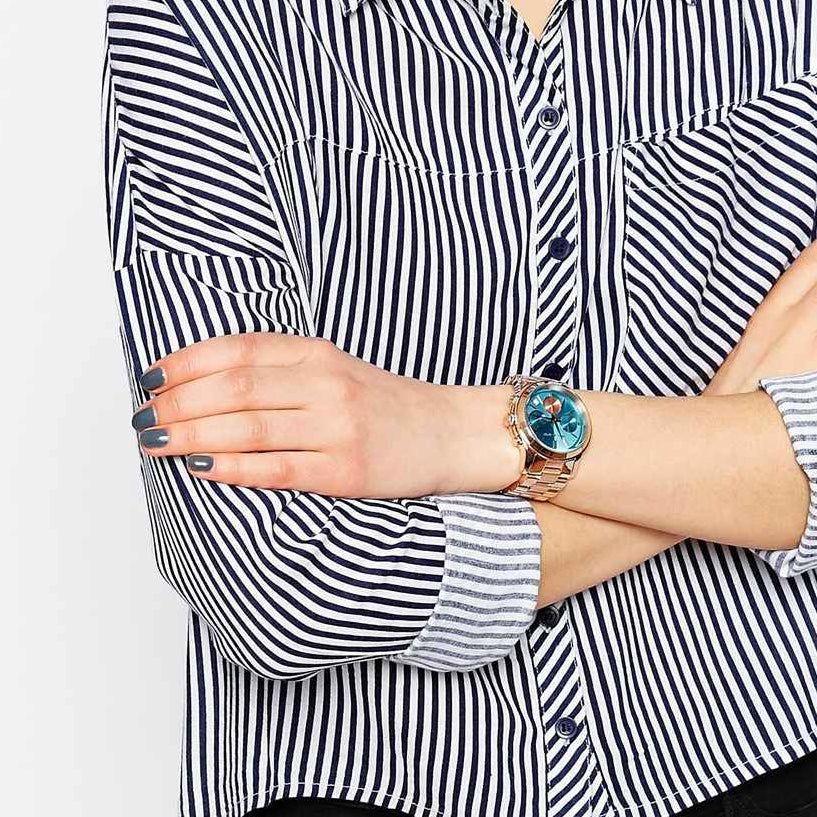 Michael Kors Runway Chronograph Turquoise Dial Rose Gold Steel Strap Watch For Women - MK6164 Buy Now By Michael Kors