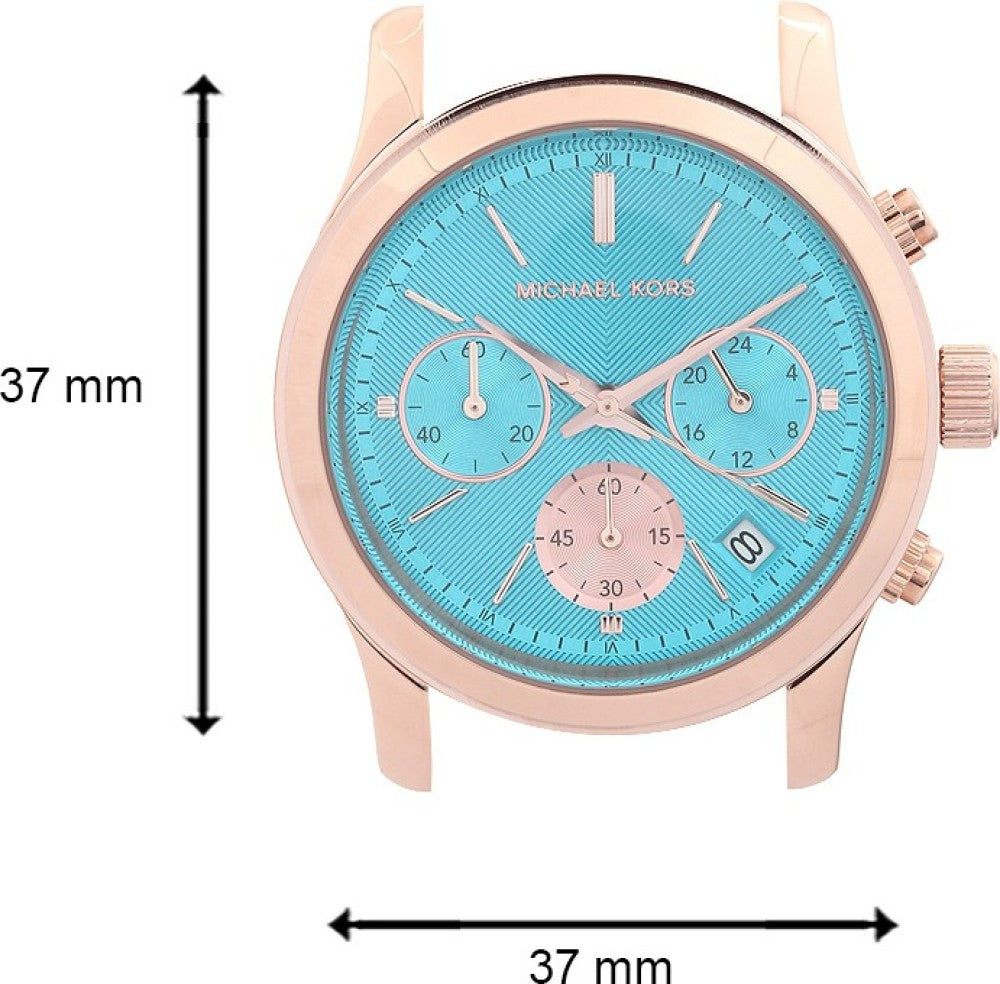 Michael Kors Runway Chronograph Turquoise Dial Rose Gold Steel Strap Watch For Women - MK6164 Buy Now By Michael Kors