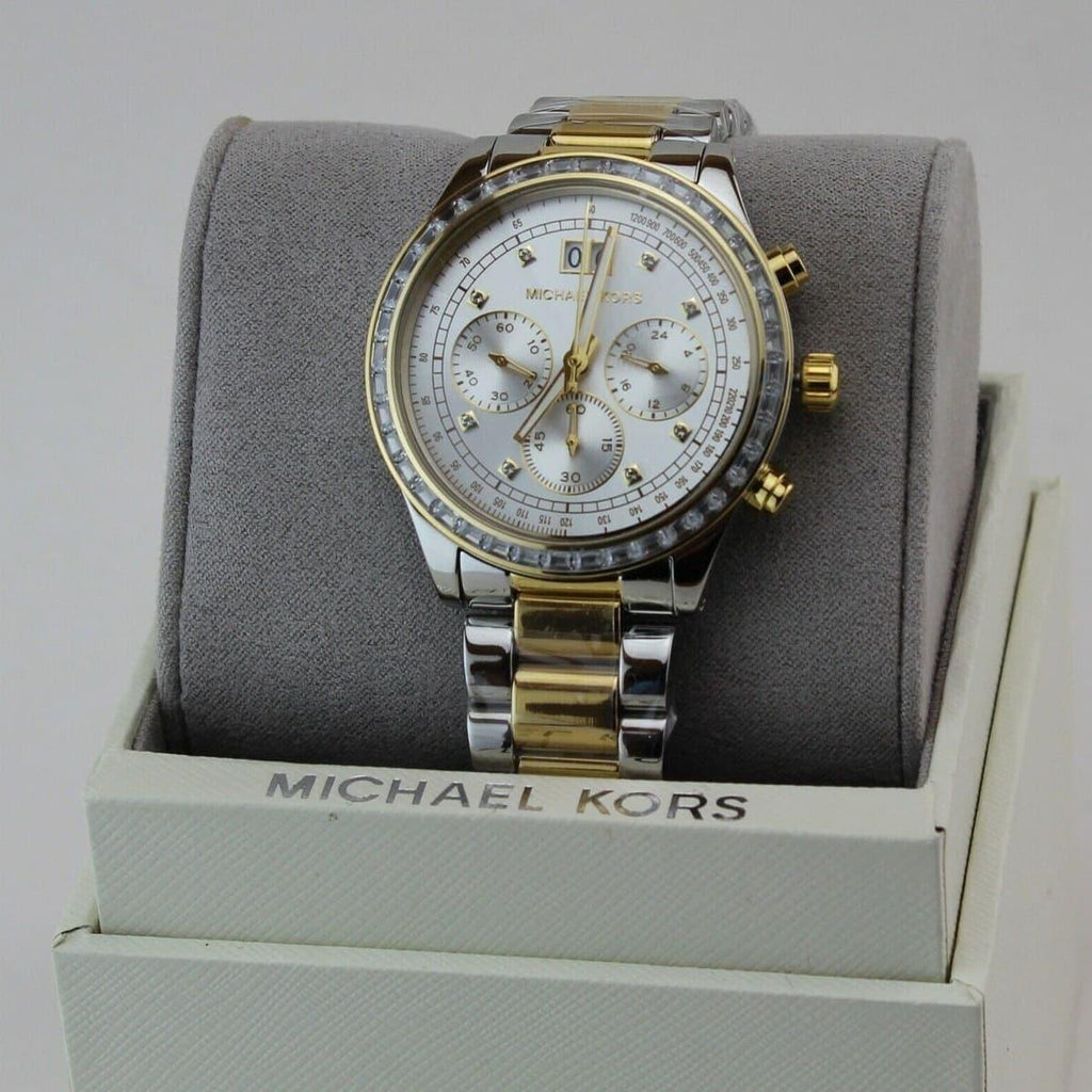 Michael Kors Brinkley Chronograph Silver Dial Two Tone Steel Strap Watch for Women - MK6188 Buy Now By Michael Kors