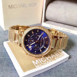 Michael Kors Parker Chronograph Blue Dial Gold Steel Strap Watch For Women - MK6262 Buy Now By Michael Kors