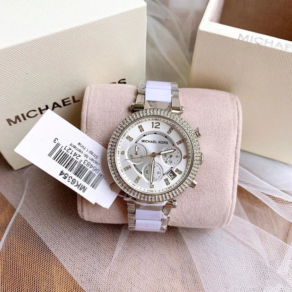 Michael Kors Parker Chronograph Silver Dial Silver Steel Strap Watch For Women - MK6354 Buy Now By Michael Kors