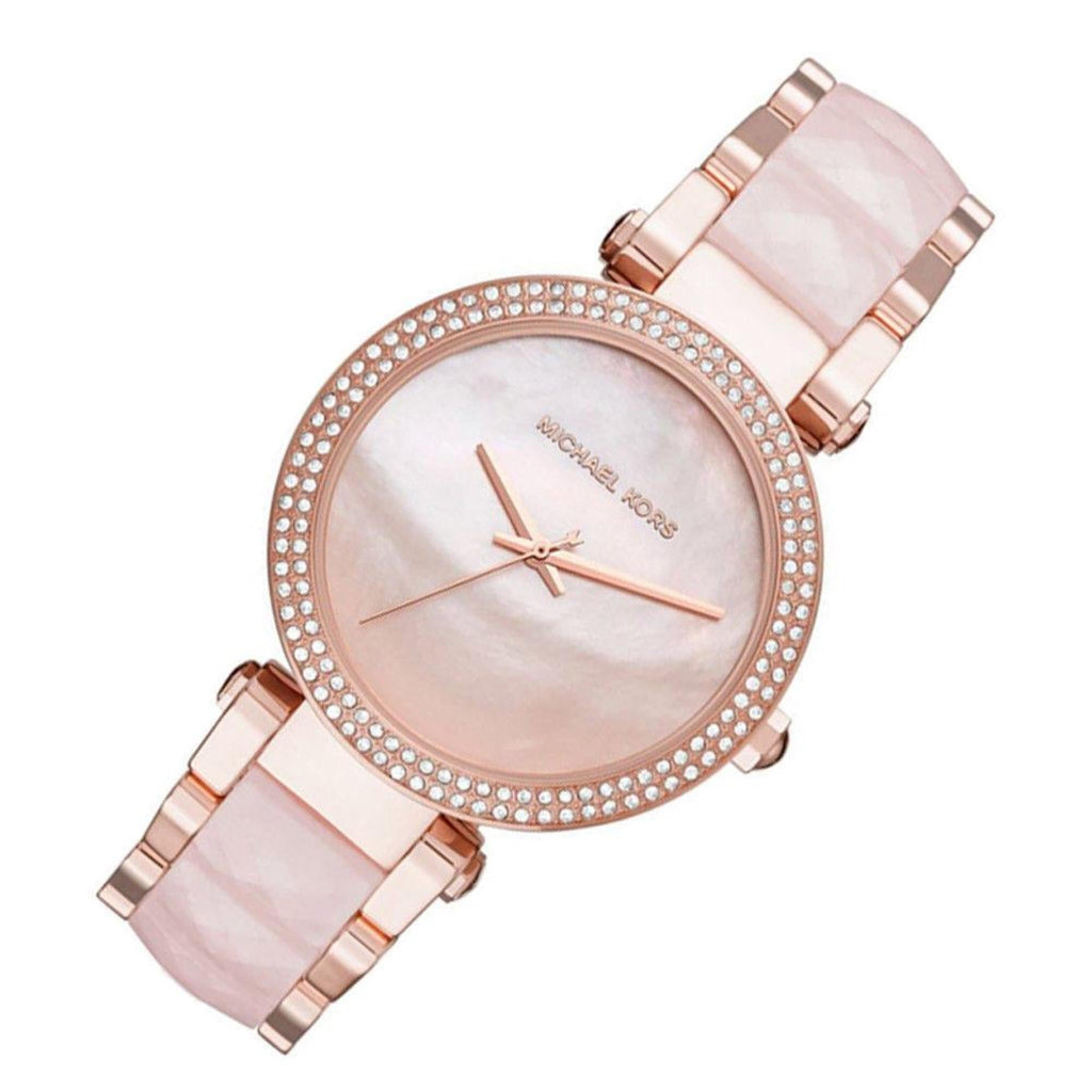 Michael Kors Parker Mother of Pearl Pink Dial Two Tone Steel Strap Watch for Women - MK6402 Buy Now By Michael Kors