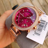 Michael Kors Parker Chronograph Purple Dial Rose Gold Steel Strap Watch For Women - MK6417 Buy Now By Michael Kors