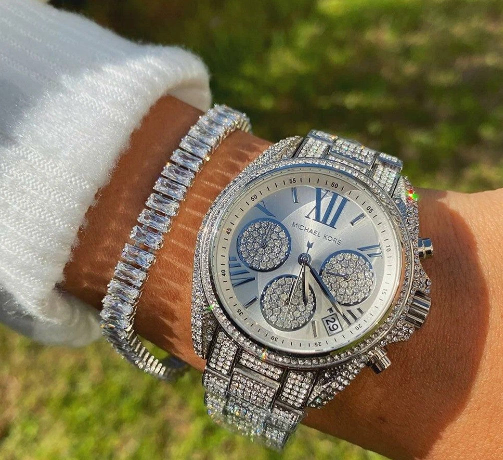 Michael Kors Mini Bradshaw Crystals Silver Dial Silver Steel Strap Watch For Women - MK6454 Buy Now By Michael Kors