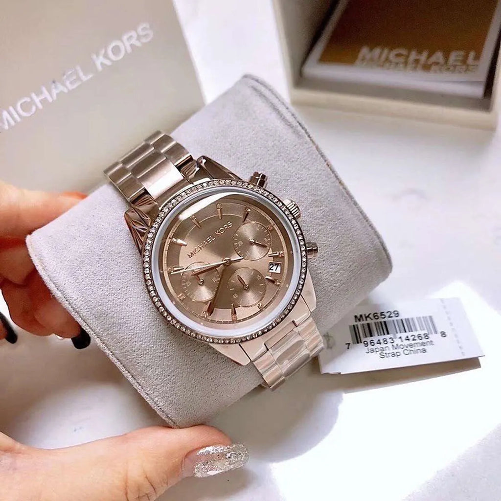 Michael Kors Ritz Chronograph Brown Dial Brown Steel Strap Watch For Women - MK6529 Buy Now By Michael Kors