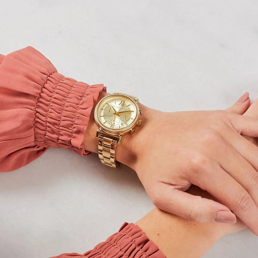 Michael Kors Sofie Chronograph Quartz Gold Dial Gold Steel Strap Watch For Women - MK6559 Buy Now By Michael Kors