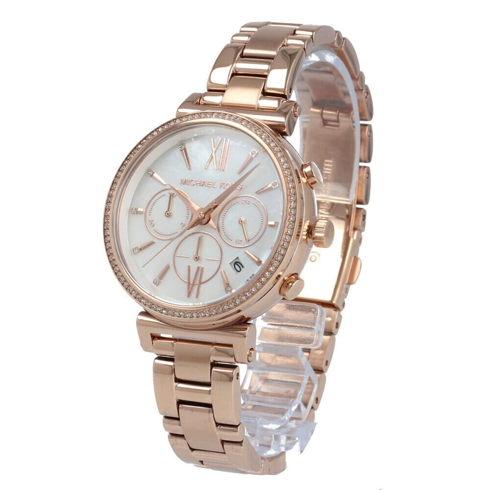 Michael Kors Sofie Chronograph Mother of Pearl White Dial Rose Gold Steel Strap Watch For Women - MK6576 Buy Now By Michael Kors