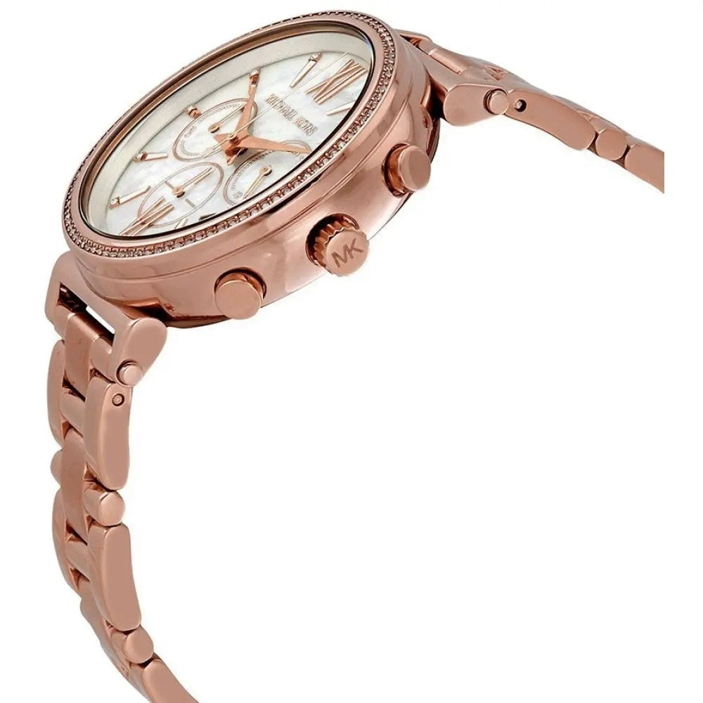 Michael Kors Sofie Chronograph Mother of Pearl White Dial Rose Gold Steel Strap Watch For Women - MK6576 Buy Now By Michael Kors