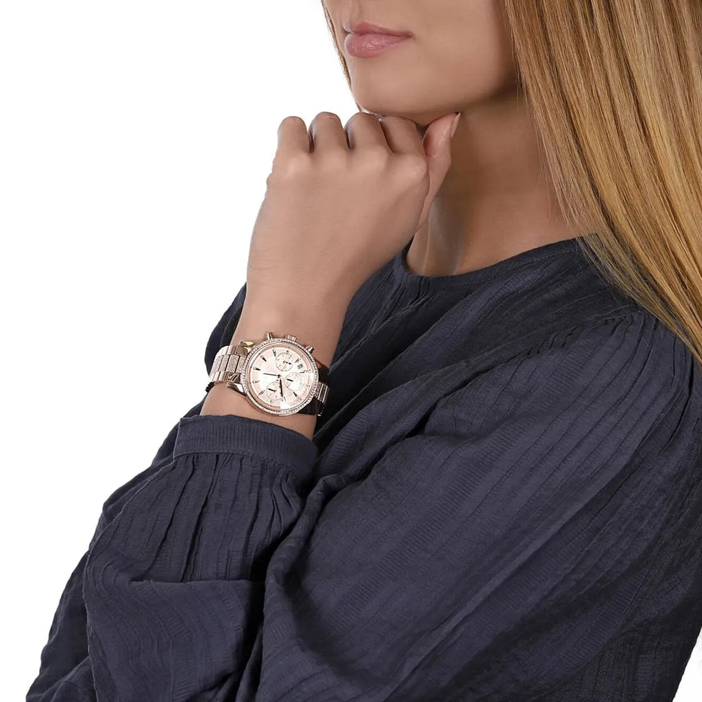 Michael Kors Ritz Chronograph Rose Gold Dial Rose Gold Steel Strap Watch For Women - MK6598 Buy Now By Michael Kors