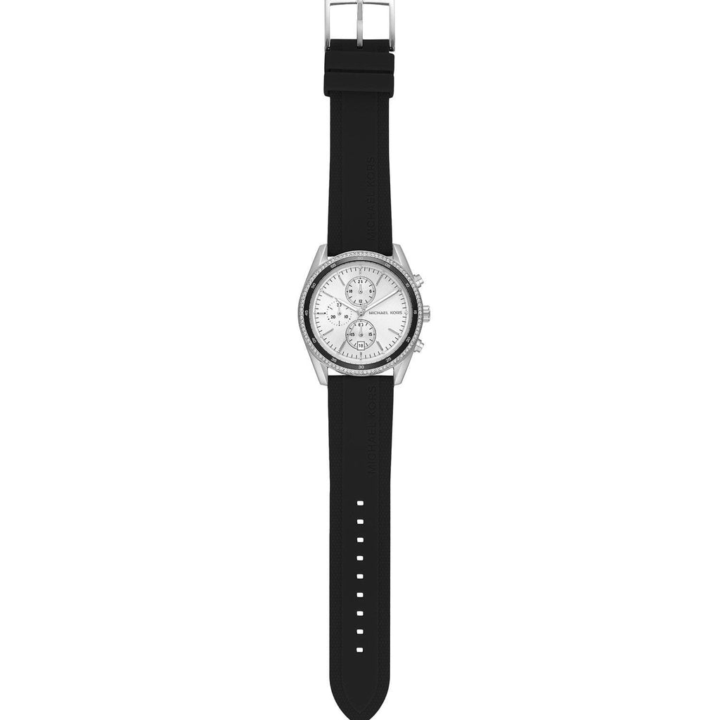 Michael Kors Hadyn Chronograph Silver Dial Black Rubber Strap Watch for Women - MK7486 Buy Now By Michael Kors