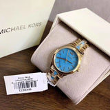 Michael Kors Petite Runway Mercer Blue Dial Gold Steel Strap Watch For Women - MK6673 Buy Now By Michael Kors