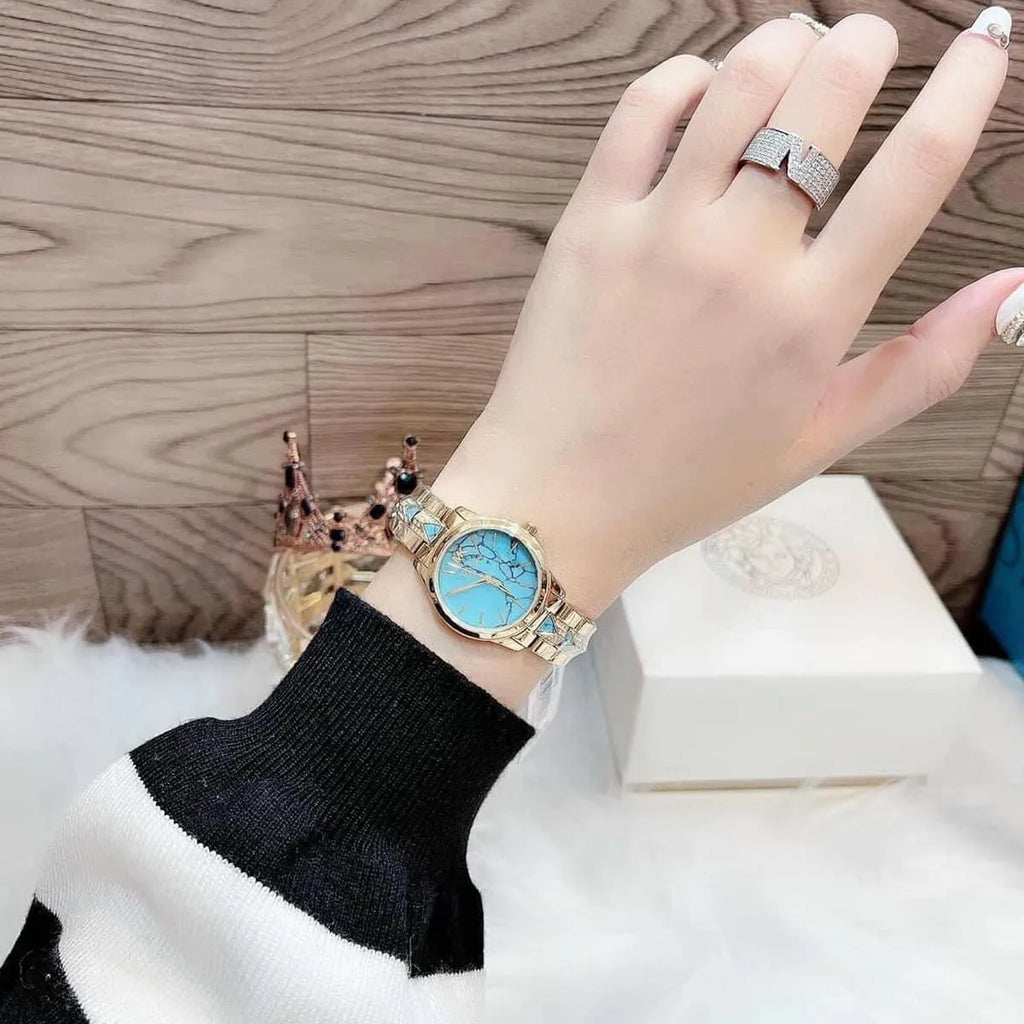 Michael Kors Petite Runway Mercer Blue Dial Gold Steel Strap Watch For Women - MK6673 Buy Now By Michael Kors