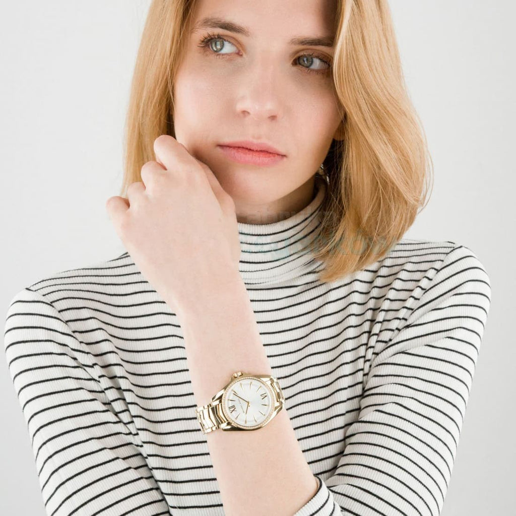 Michael Kors Whitney Three-Hand White Dial Gold Steel Strap Watch For Women - MK6693 Buy Now By Michael Kors