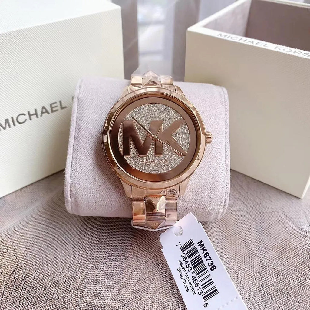 Michael Kors Runway Mercer Quartz Rose Gold Dial Rose Gold Steel Strap Watch For Women - MK6736 Buy Now By Michael Kors