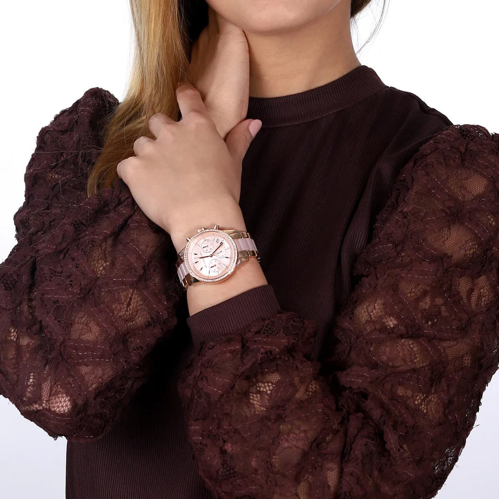 Michael Kors Ritz Chronograph Mother of Pearl White Dial Two Tone Steel Strap Watch For Women - MK6769 Buy Now By Michael Kors