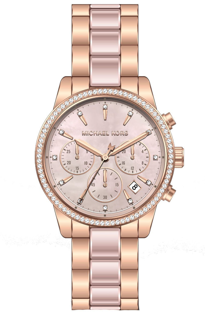 Michael Kors Ritz Chronograph Mother of Pearl White Dial Two Tone Steel Strap Watch For Women - MK6769 Buy Now By Michael Kors