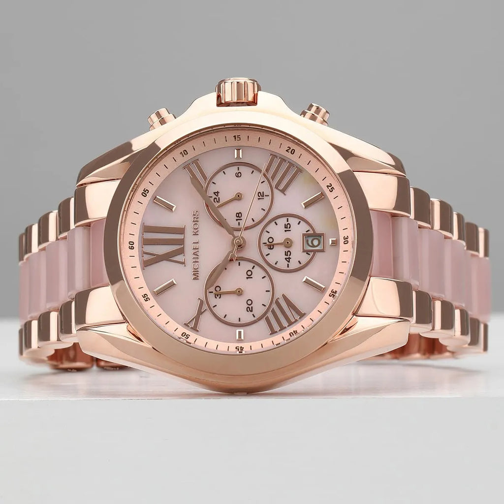 Michael Kors Bradshaw Chronograph Pink Dial Two Tone Steel Strap Watch For Women - MK6830 Buy Now By Michael Kors