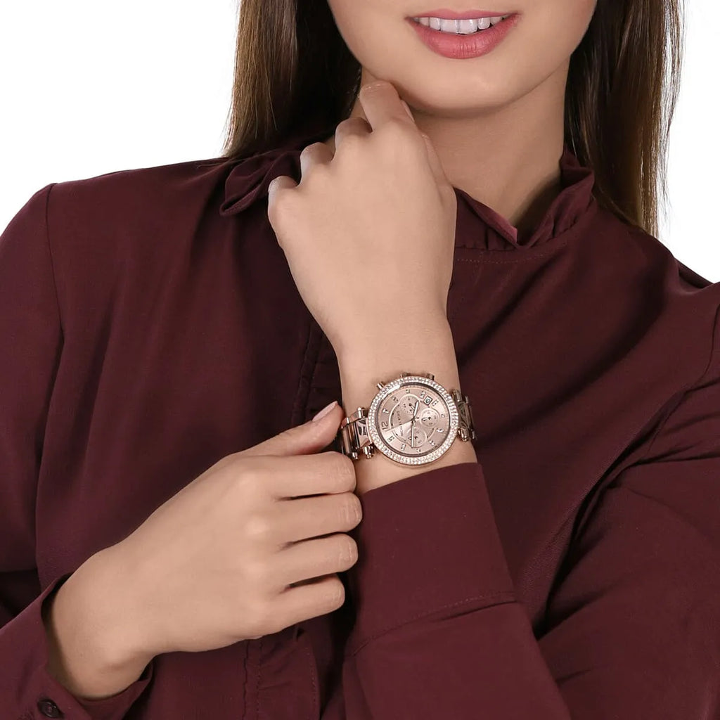 Michael Kors Parker Chronograph Rose Gold Dial Two Tone Steel Strap Watch For Women - MK6832 Buy Now By Michael Kors