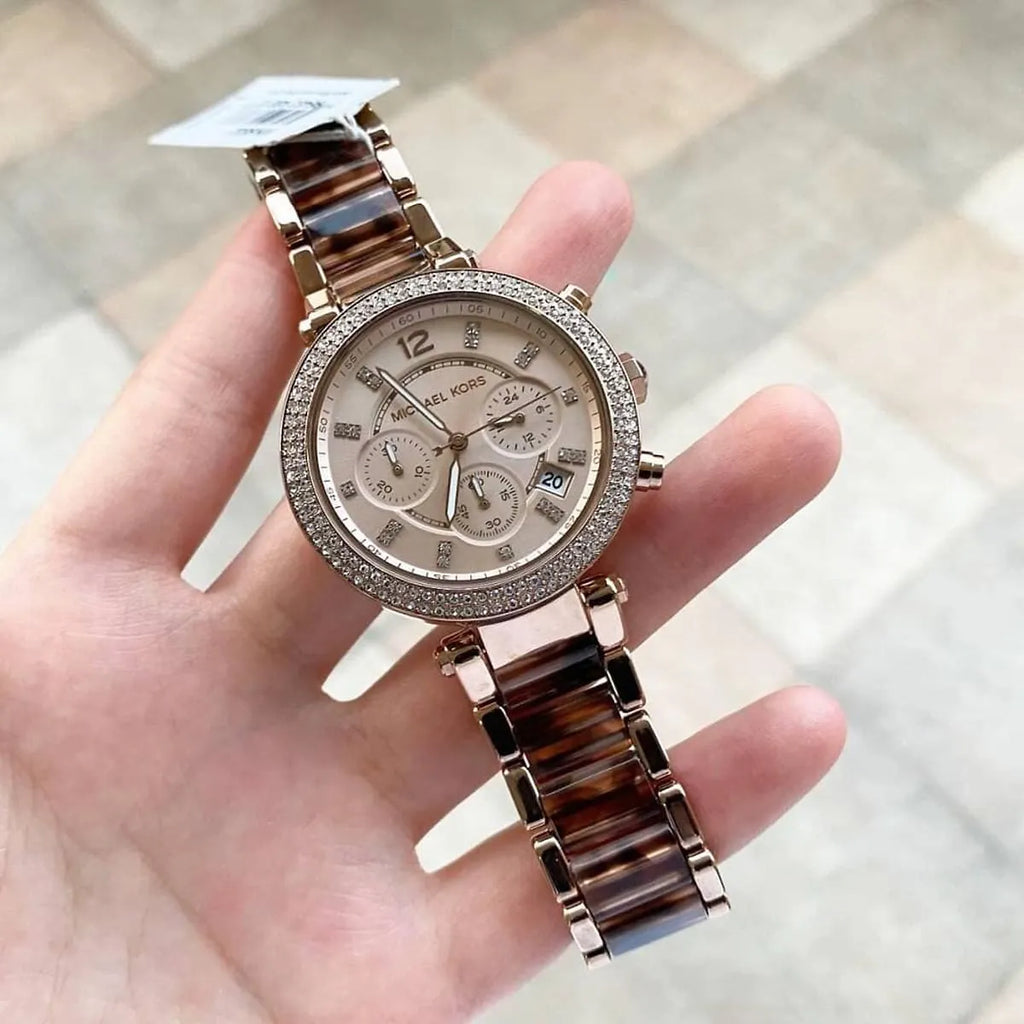 Michael Kors Parker Chronograph Rose Gold Dial Two Tone Steel Strap Watch For Women - MK6832 Buy Now By Michael Kors