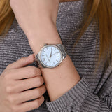 Michael Kors Layton Chronograph Mother of Pearl Blue Dial Silver Steel Strap Watch For Women - MK6847 Buy Now By Michael Kors