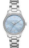 Michael Kors Layton Chronograph Mother of Pearl Blue Dial Silver Steel Strap Watch For Women - MK6847 Buy Now By Michael Kors