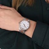 Michael Kors Layton Three Hand Mother of Pearl White Dial Two Tone Steel Strap Watch For Women - MK6849 Buy Now By Michael Kors