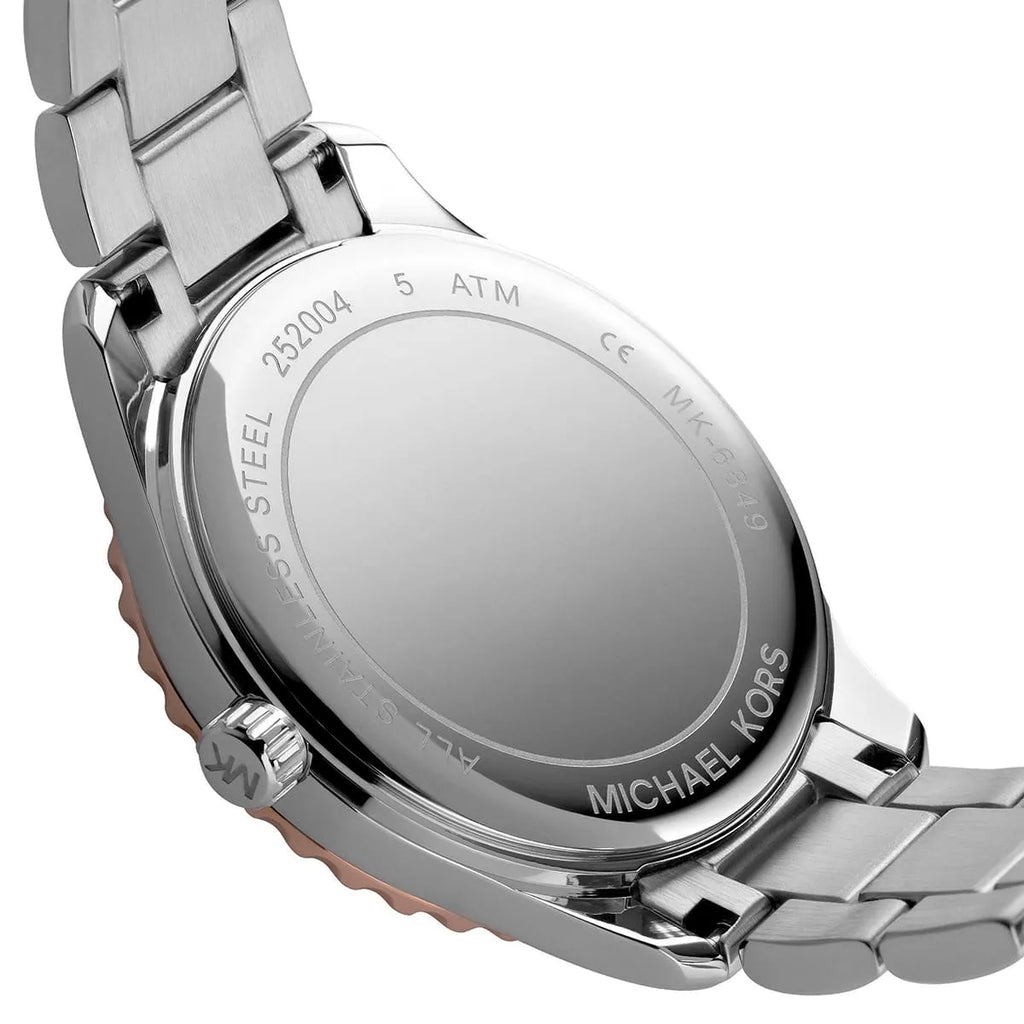 Michael Kors Layton Three Hand Mother of Pearl White Dial Two Tone Steel Strap Watch For Women - MK6849 Buy Now By Michael Kors