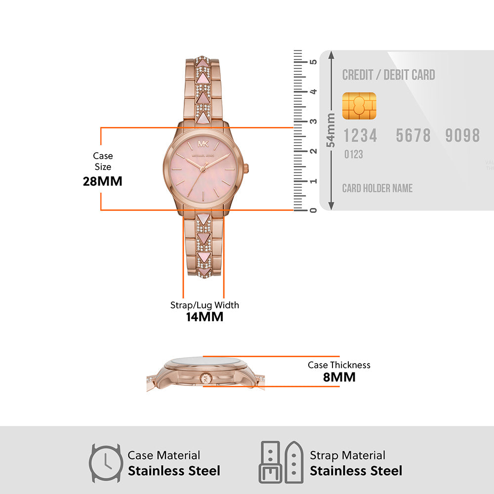 Michael Kors Runway Mother of Pearl Dial Rose Gold Steel Strap Watch For Women - MK6856 Buy Now By Michael Kors
