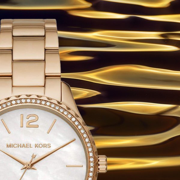 Michael Kors Layton Three Hand Mother of Pearl White Dial Gold Steel Strap Watch For Women - MK6870 Buy Now By Michael Kors