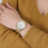 Michael Kors Layton Three Hand Mother of Pearl White Dial Gold Steel Strap Watch For Women - MK6870 Buy Now By Michael Kors