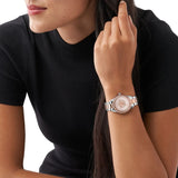 Michael Kors Layton Three Hand Pink Dial Two Tone Steel Strap Watch For Women - MK6894 Buy Now By Michael Kors