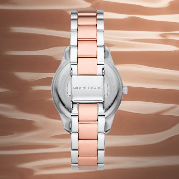 Michael Kors Layton Three Hand Pink Dial Two Tone Steel Strap Watch For Women - MK6894 Buy Now By Michael Kors