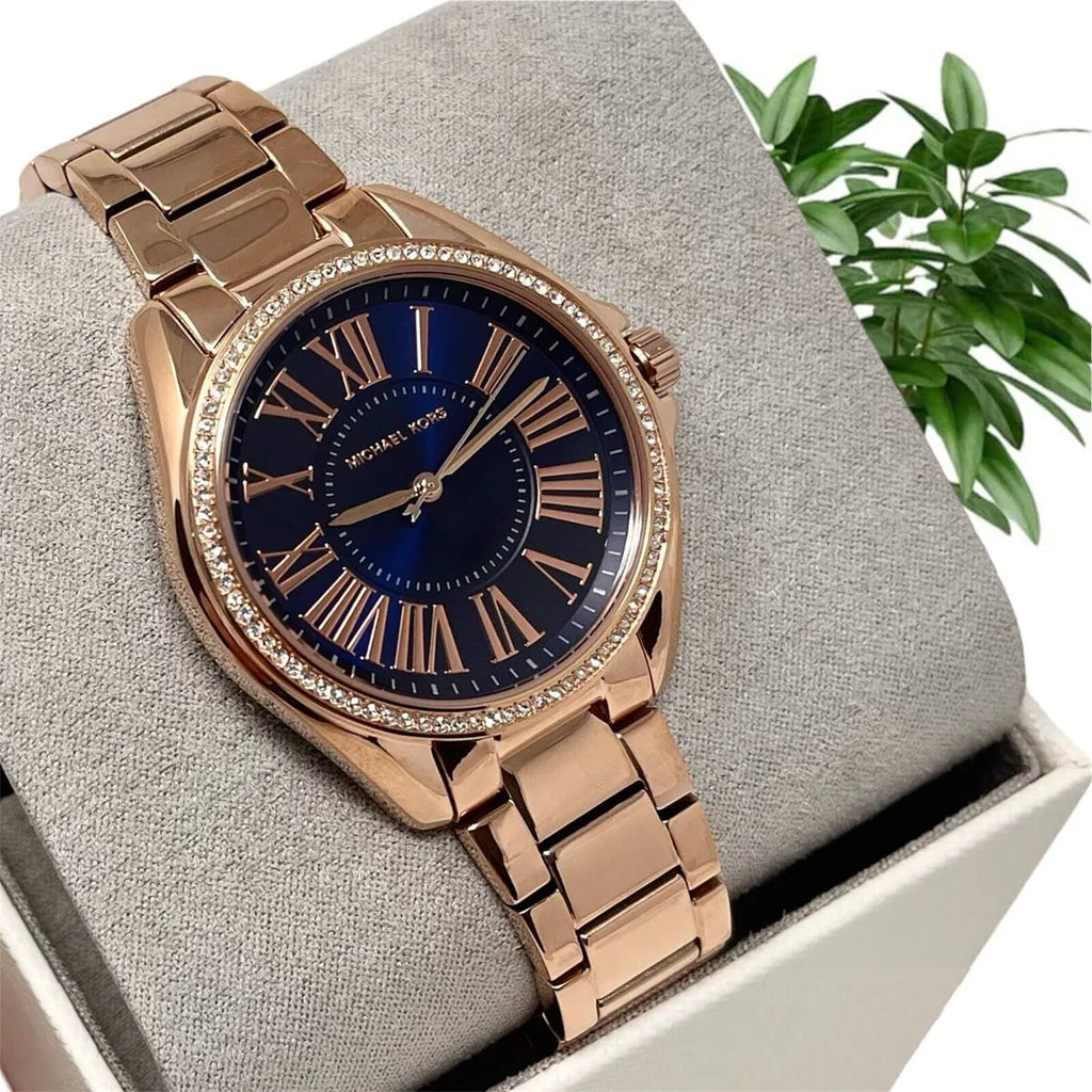 Michael Kors Kacie Three Hand Black Dial Rose Gold Steel Strap Watch for Women - MK6930 Buy Now By Michael Kors