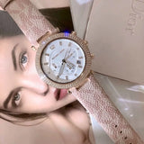 Michael Kors Parker Chronograph White Dial Pink Leather Strap Watch For Women - MK6935 Buy Now By Michael Kors