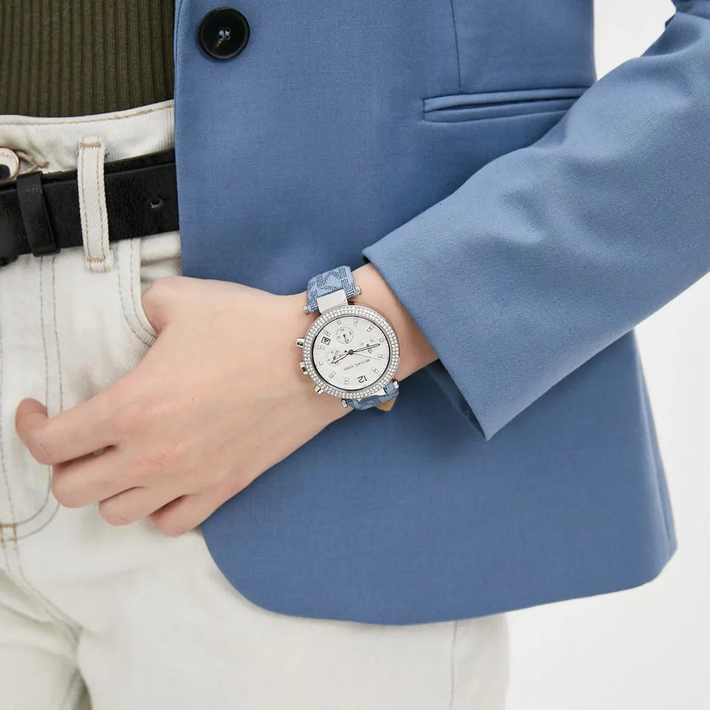 Michael Kors Parker Silver Dial Blue Leather Strap Watch For Women - MK6936 Buy Now By Michael Kors