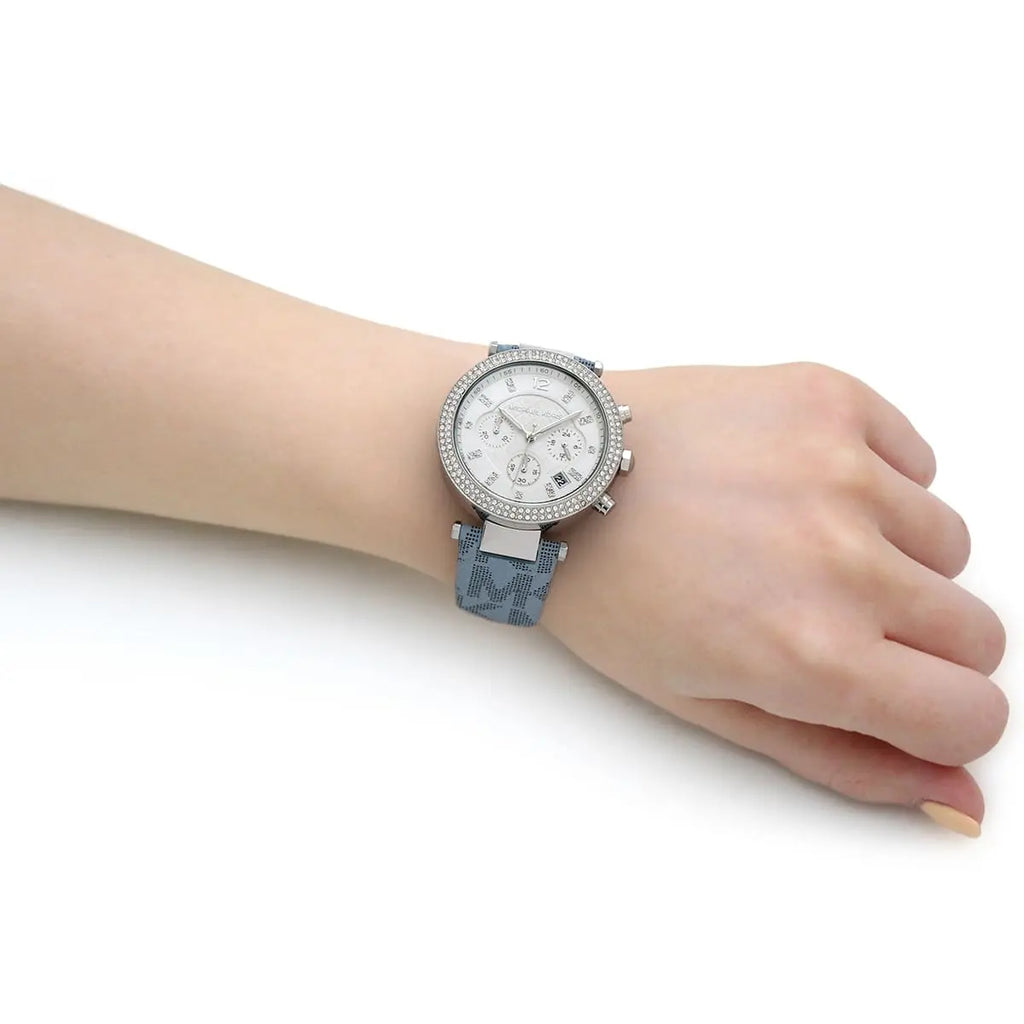Michael Kors Parker Silver Dial Blue Leather Strap Watch For Women - MK6936 Buy Now By Michael Kors