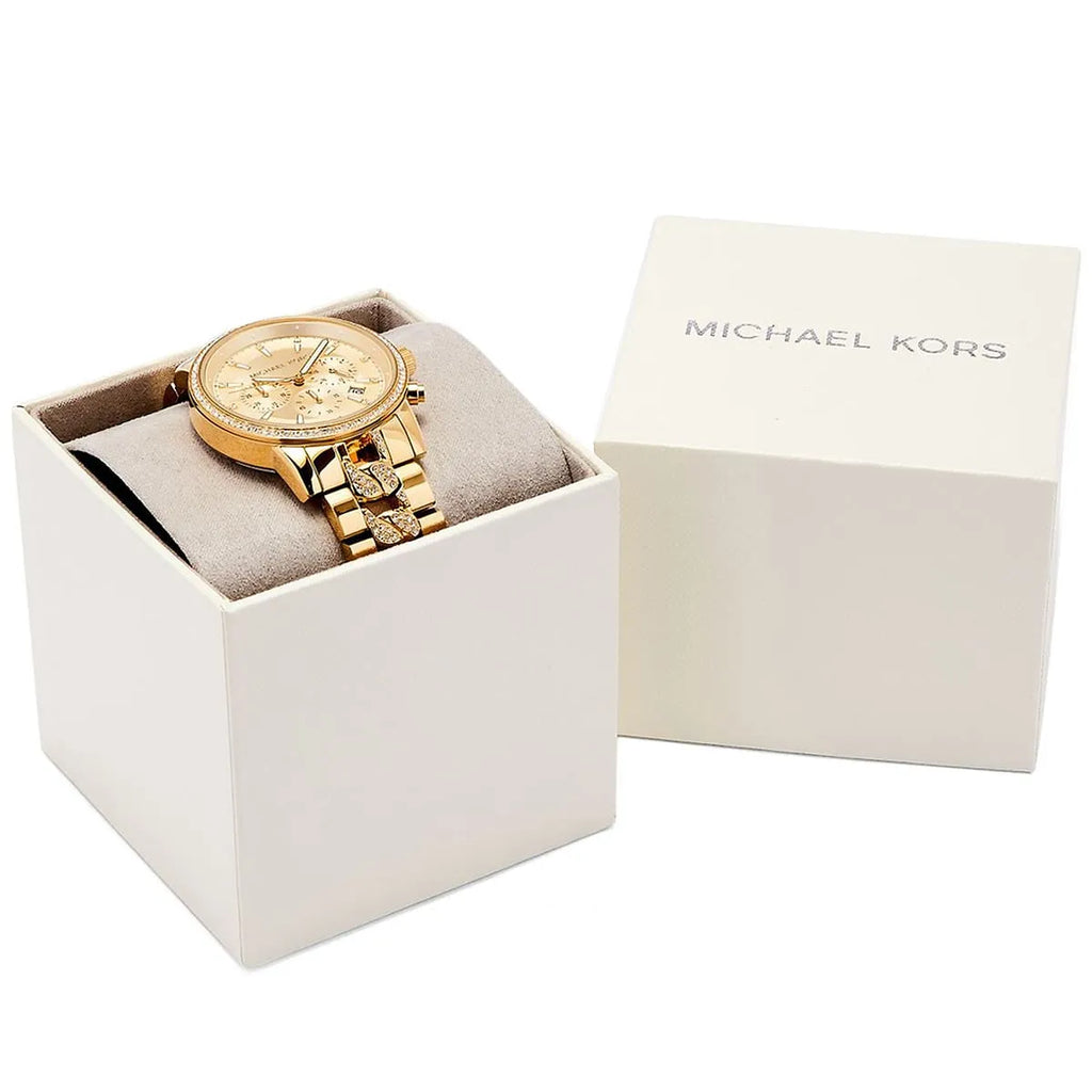 Michael Kors Ritz Chronograph Gold Dial Gold Steel Strap Watch For Women - MK6937 Buy Now By Michael Kors