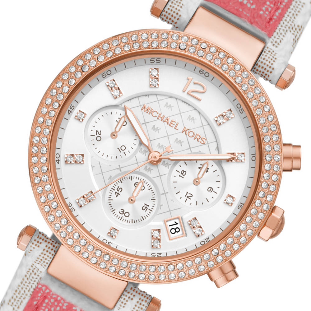 Michael Kors Parker Chronograph White Dial Two Tone Leather Strap Watch For Women - MK6951 Buy Now By Michael Kors