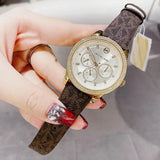 Michael Kors Tibby Multifunction Gold Dial Brown Leather Strap Watch For Women - MK6966 Buy Now By Michael Kors