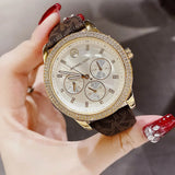 Michael Kors Tibby Multifunction Gold Dial Brown Leather Strap Watch For Women - MK6966 Buy Now By Michael Kors